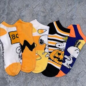 Peanuts Halloween Themed Ankle Socks - Orange, Black, White
